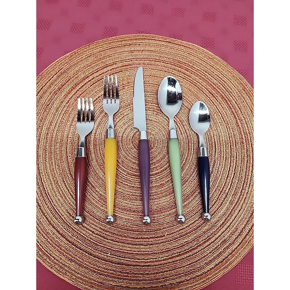 MCM Cambridge Carnival Flatware Place Setting Atomic Iridescent Lucite 1950's